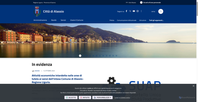 Security scan screenshot of https://www.comune.alassio.sv.it/it-it/home