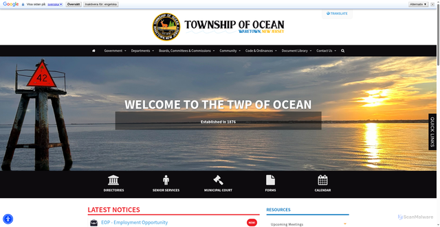 Security scan screenshot of http://www.twpoceannj.gov/