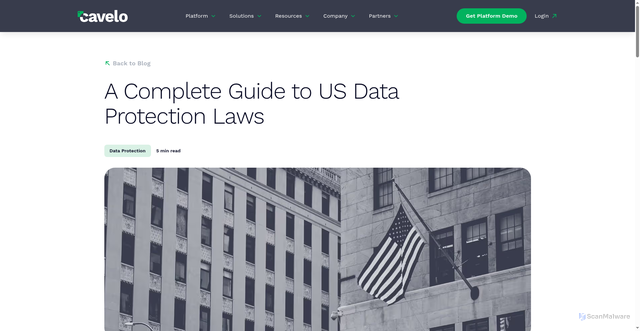 Security scan screenshot of https://www.cavelo.com/blog/guide-to-us-data-protection-laws