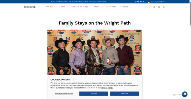 Security scan screenshot of https://resistol.com/pages/family-stays-on-the-wright-path?srsltid=AfmBOoq4BXq4-Ik2GZLiQ8ssM_Wcl1JTPn90d0-Y1XoojC-pn2HINwCE