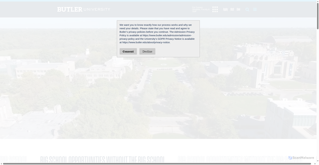 Security scan screenshot of https://www.butler.edu