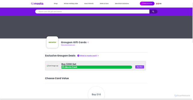 Security scan screenshot of https://www.moola.com/groupon?srsltid=AfmBOop7xkYkMrq_OnDBYsx4WWSzYBE_NS49OIp2OVZMLMatXKsk31fL