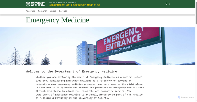 Security scan screenshot of https://emergencymed.med.ualberta.ca