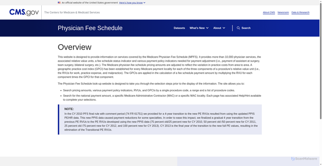 Security scan screenshot of https://pfs.data.cms.gov