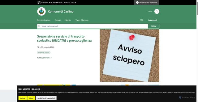 Security scan screenshot of https://www.comune.carlino.ud.it/