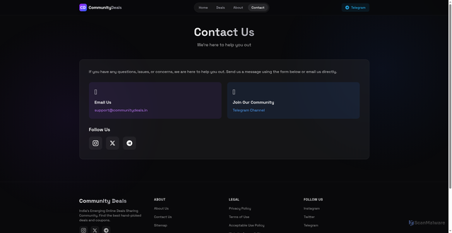 Security scan screenshot of https://communitydeals-sbujo9l32r.edgeone.dev/contact.html