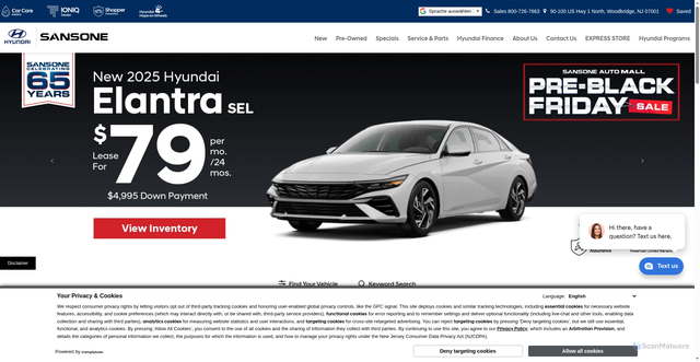 Security scan screenshot of https://www.sansoneshyundai.com/