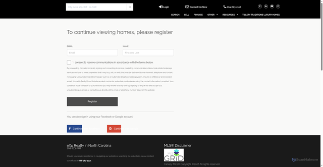 Security scan screenshot of https://www.mycharlottehomes.com/login.php