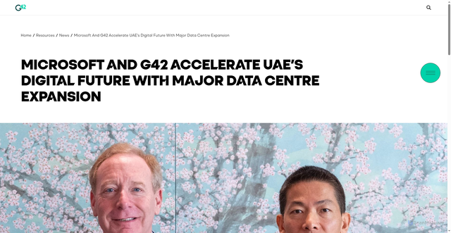 Security scan screenshot of https://www.g42.ai/resources/news/microsoft-and-g42-accelerate-uaes-digital-future-major-data-centre-expansion