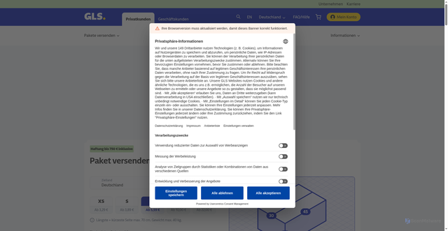 Security scan screenshot of https://gls-pakete.de