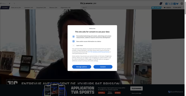 Security scan screenshot of https://www.tvasports.ca/2025/12/13/sidney-crosby--il-va-peut-etre-jouer-un-autre-quatre-ans