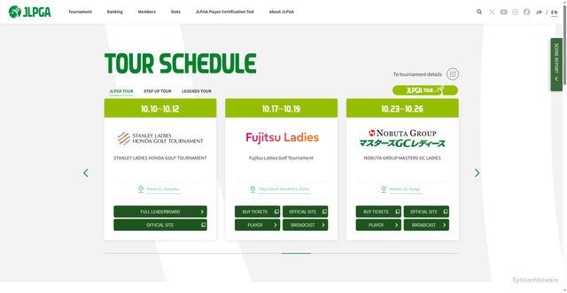 Security scan screenshot of https://www.lpga.or.jp/en/