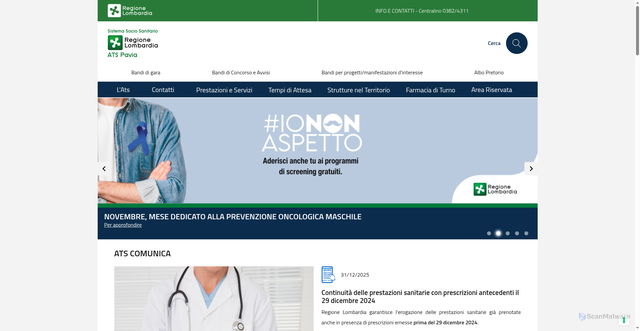 Security scan screenshot of https://www.ats-pavia.it/