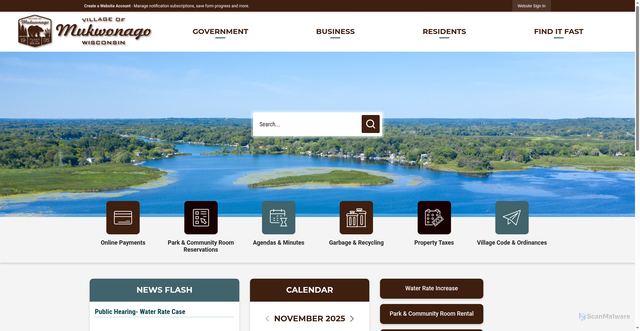 Security scan screenshot of https://www.villageofmukwonago.gov/