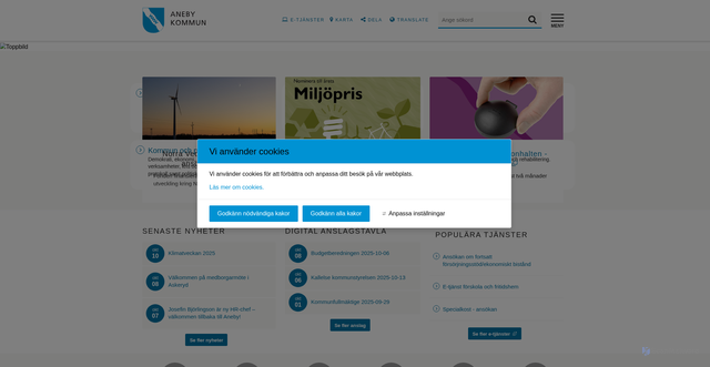 Security scan screenshot of https://www.aneby.se/