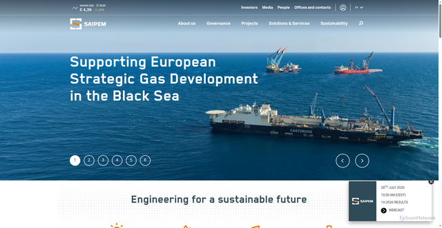 Security scan screenshot of https://www.saipem.com/en