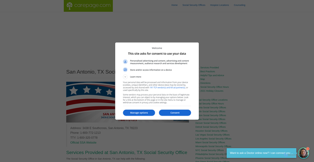 Security scan screenshot of https://www.carepage.com/san-antonio-tx-social-security-office-78223