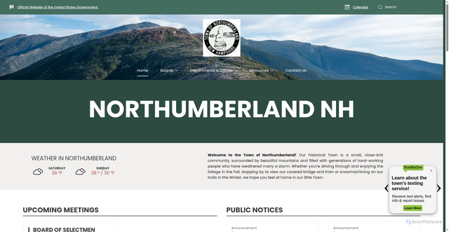 Security scan screenshot of https://northumberlandnh.gov/