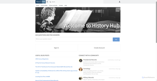 Security scan screenshot of https://historyhub.history.gov/