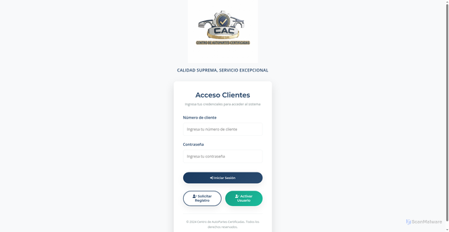 Security scan screenshot of https://autopartescac.com/login.html