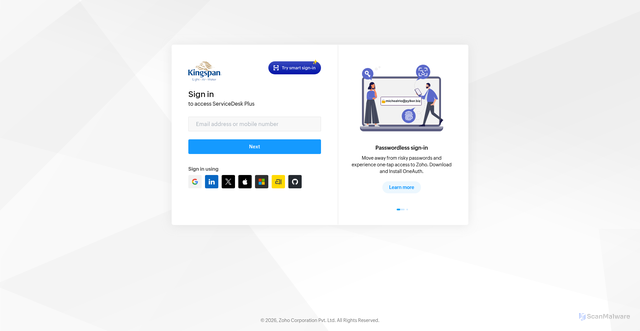 Security scan screenshot of https://kla.sdpondemand.manageengine.eu