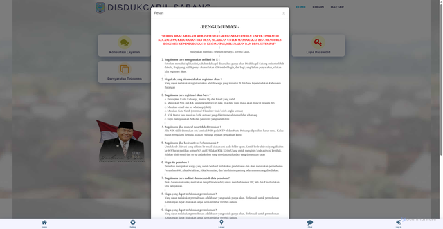 Security scan screenshot of http://disdukcapilsabang.org/