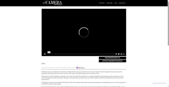 Security scan screenshot of https://offcamera.com/issues/jeff-daniels/watch/