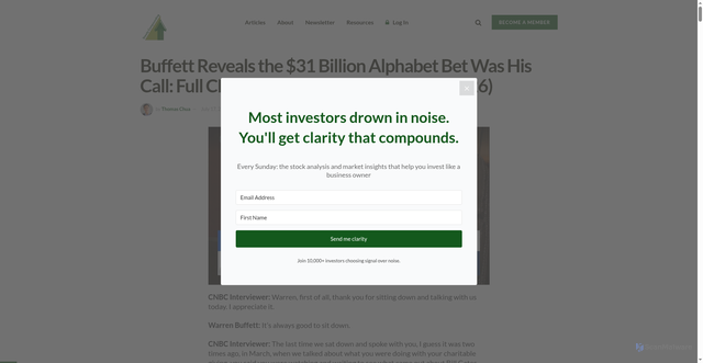 Security scan screenshot of https://steadycompounding.com/transcript/warren-buffett-cnbc-interview-july-2026/