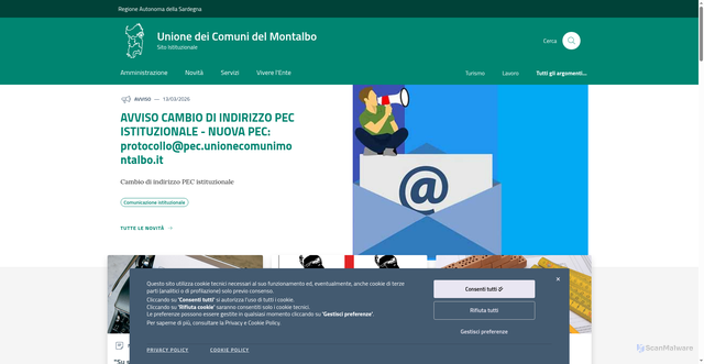 Security scan screenshot of https://www.unionecomunimontalbo.it