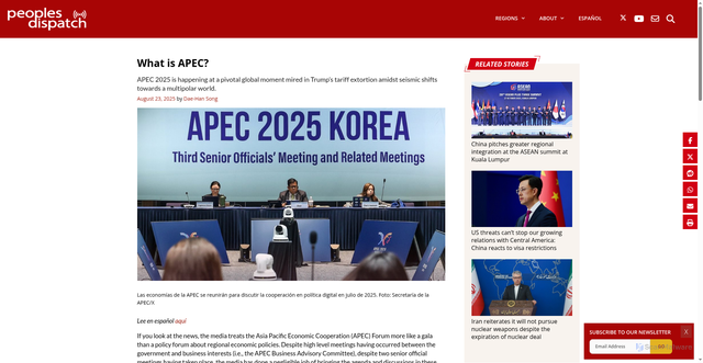 Security scan screenshot of https://peoplesdispatch.org/2025/08/23/what-is-apec/