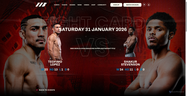 Security scan screenshot of https://www.matchroomboxing.com/events/lopez-vs-stevenson/
