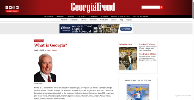 Security scan screenshot of https://www.georgiatrend.com/2003/04/01/what-is-georgia/