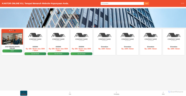 Security scan screenshot of http://kantoronlineku.com/