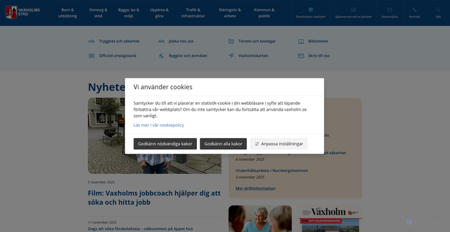 Security scan screenshot of https://www.vaxholm.se/