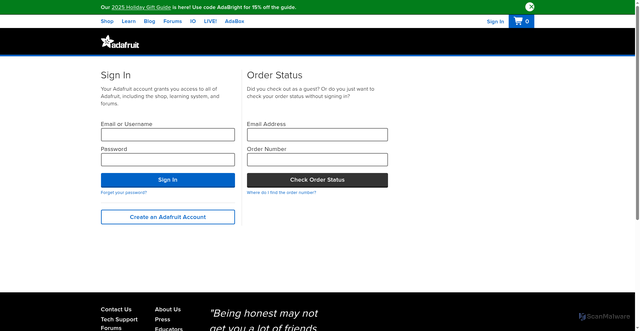 Security scan screenshot of https://accounts.adafruit.com/