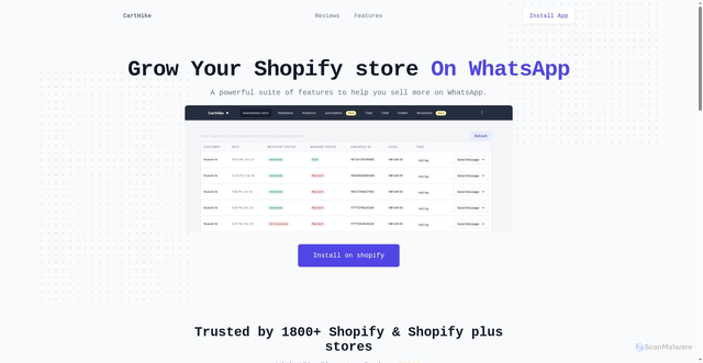 Security scan screenshot of https://carthike.com