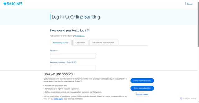 Security scan screenshot of bank.barclays.co.uk