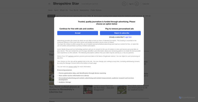 Security scan screenshot of https://www.shropshirestar.com