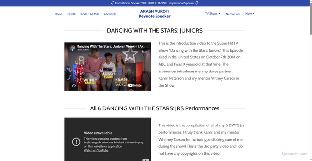 Security scan screenshot of https://akashvukoti.com/dancing-with-the-stars