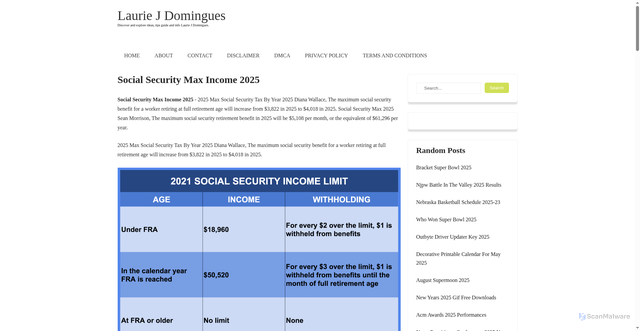 Security scan screenshot of https://lauriejdominguesa.pages.dev/rjqyz-social-security-max-income-2025-kkzrv/