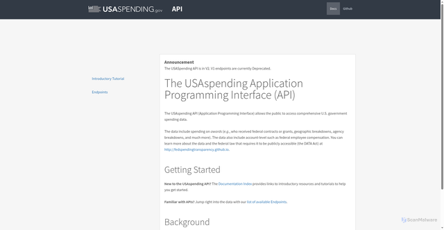Security scan screenshot of https://api.usaspending.gov