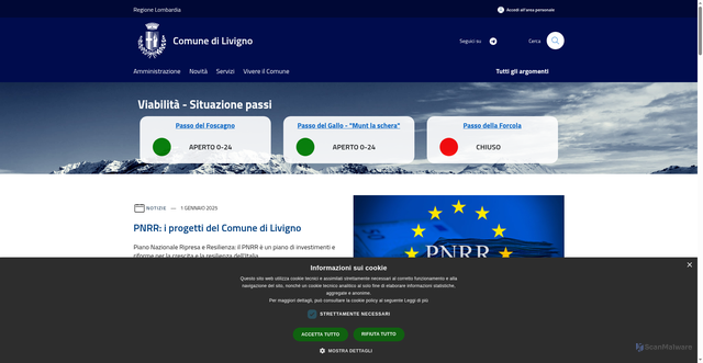 Security scan screenshot of https://www.comune.livigno.so.it/it