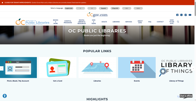 Security scan screenshot of https://www.ocpl.org/