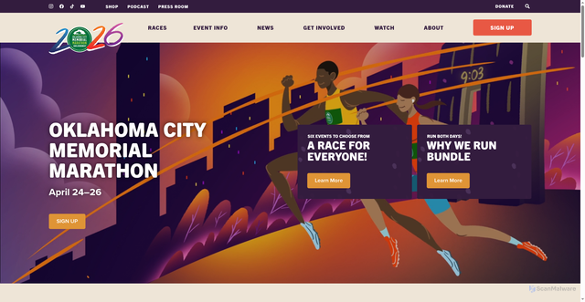 Security scan screenshot of https://okcmarathon.com/