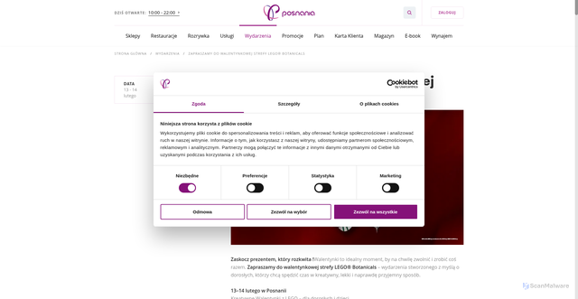 Security scan screenshot of https://posnania.eu/wydarzenia/zapraszamy-do-walentynkowej-strefy-lego-botanicals/