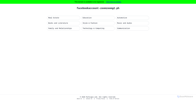 Security scan screenshot of facebookaccount-zoomzoomg2.ph