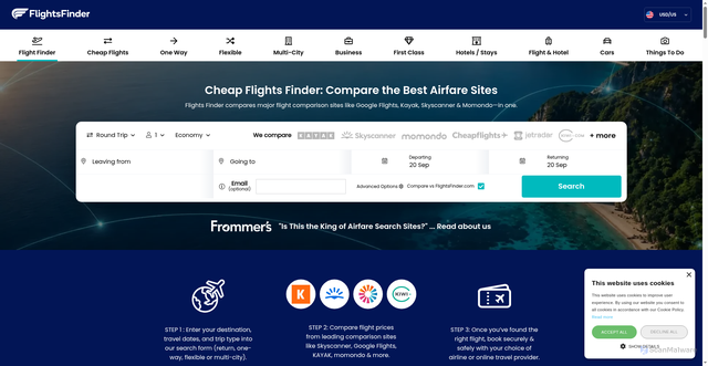 Security scan screenshot of https://www.flightsfinder.com/