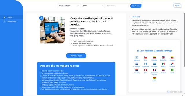 Security scan screenshot of https://latamverify.us