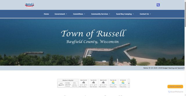 Security scan screenshot of https://townofrussellwi.gov/