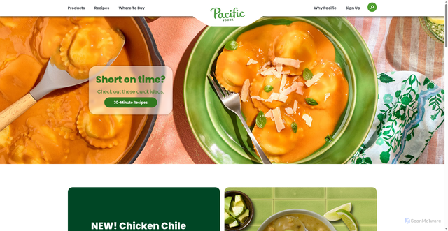 Security scan screenshot of https://pacificfoods.com